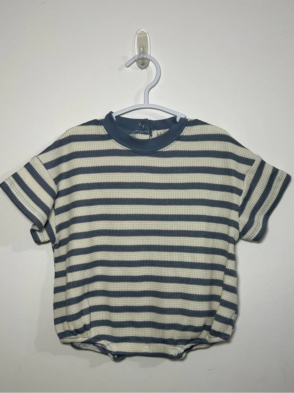 Tullabee Striped Baby Romper Top in Cream and Navy
